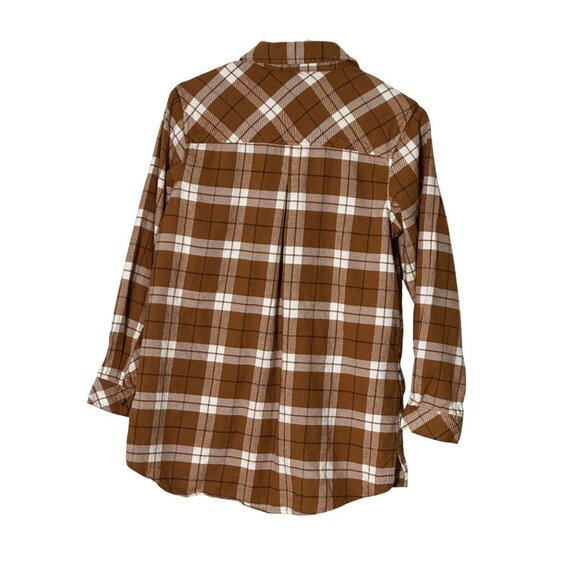 Joan Rivers Womens XSP Plaid Button-Up Shirt Brown/White Fall Fashion - Picture 2 of 5